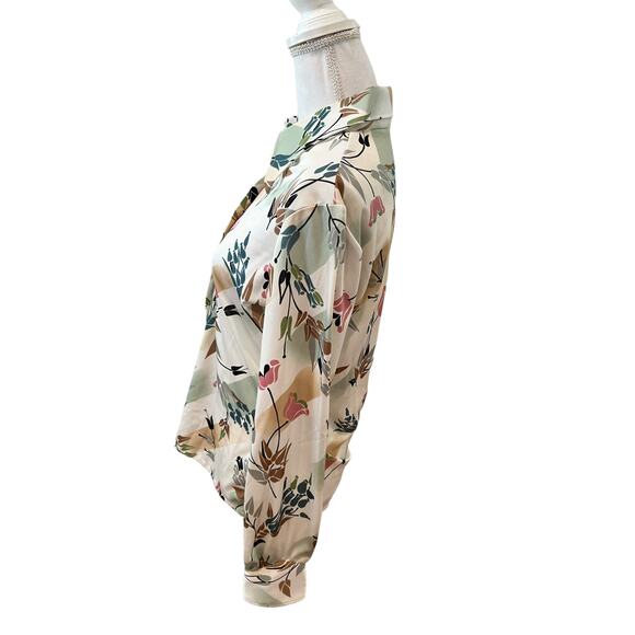 Vintage 70s Mod Floral Print Pointed Collar Polyester Disco Shirt - Picture 4 of 9